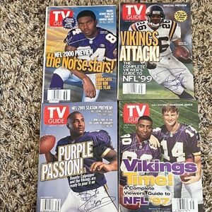 NFL VIKINGS vintage TV Guide Collection set of 4 featuring signature covers